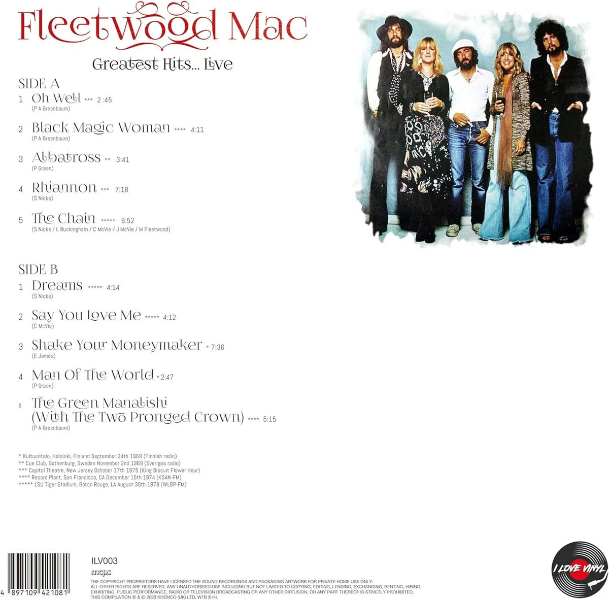 Fleetwood Mac - Greatest Hits Live: The Record Plant 1974 - (Vinyl LP)