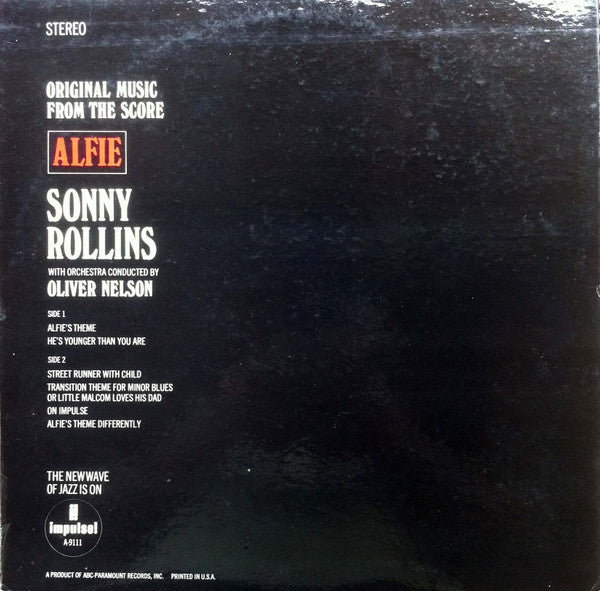 Sonny Rollins With Orchestra Conducted By Oliver Nelson - Original Music From The Score "Alfie" (LP) (Near Mint (NM or M-))(Used Vinyl)